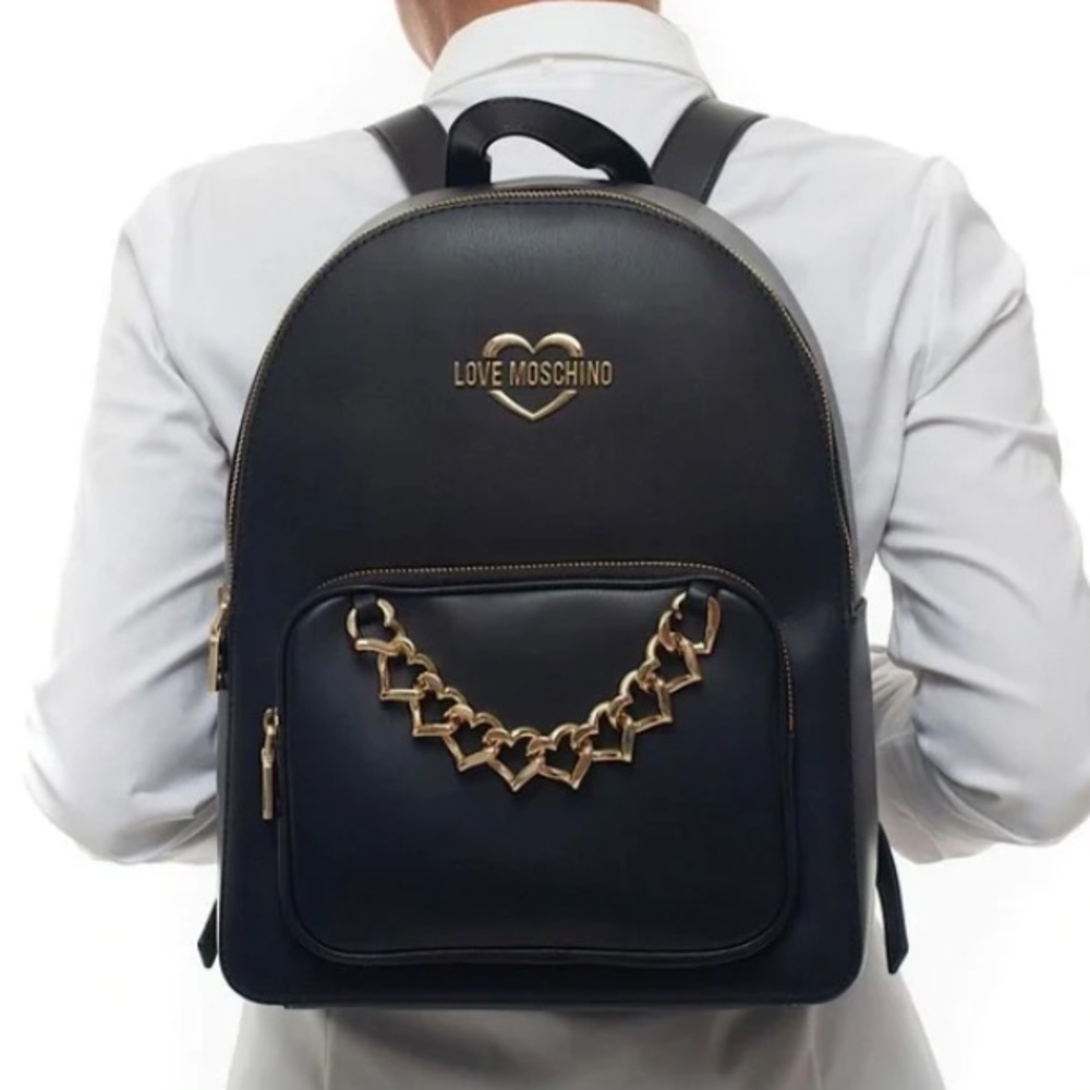 Love Moschino black bag with gold hardwear.